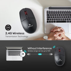 Arizone® 1000PRO USB Reliable Wireless Connection Mute and Silent Mouse