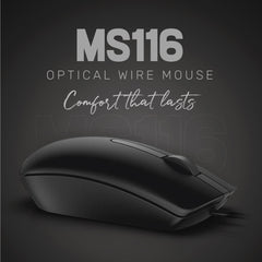 UP Optical Mouse MS116 Wired Mouse, USB Wired Computer Mouse with Ergonomic Design, Mouse for Laptop, PC, Desktop, Mac, Chromebook, Matebook - Black