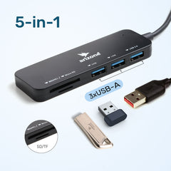 Arizone® USB HUB XL-5016 (5 PORT COMBO) 1*USB 3.0/2*USB 2.0/1*SD/1*TF