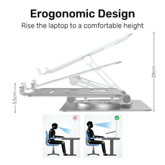 Arizone® Laptop Stand, Portable Adjustable Aluminium Laptop Riser Holder for Desk, Foldable Ventilated Cooling Computer Support Stand