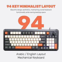 Arizone® Gaming Keyboard,Wired RGB K90 with 94 Keys Independent Volume Knob.Compact Keyboard for PC/Mac Gamer, Typist, Travel, Easy Carry on Trip