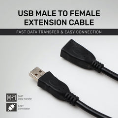 ARIZONE CABLE EXTENSION USB 1.5M BLK Male A to Female A Extension Cable for Laptop/PC/Printer/Scanner/Display