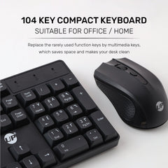 UP MK-1625 Wireless Compact Keyboard and Mouse Combo for Windows, Compatible with PC, Laptop - Black