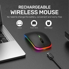 Arizone® Mouse BT8000 Computer Mouse for Laptop, PC, Chromebook, Notebook, Silent Click, Wireless Connection Mouse