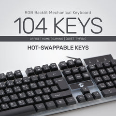 UP Exodus 860 Keyboard - Wired Keyboard for Windows, USB Plug and Play, Full Size, Spill Resistant