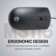 UP Optical Mouse MS116 Wired Mouse, USB Wired Computer Mouse with Ergonomic Design, Mouse for Laptop, PC, Desktop, Mac, Chromebook, Matebook - Black