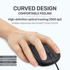 UP M305 Wired Mouse,Black USB Wired Computer Mouse with Ergonomic Design