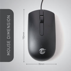 UP Optical Mouse MS116 Wired Mouse, USB Wired Computer Mouse with Ergonomic Design, Mouse for Laptop, PC, Desktop, Mac, Chromebook, Matebook - Black