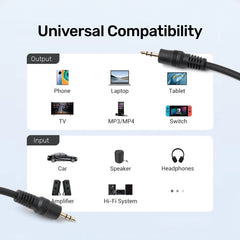 ARIZONE Audio Cable 1*1 1.5M BLK Gold Plated Design Audio Adapter Audio Lead, Car Auxiliary Audio cable Cord Stereo Jack Cable ( 1.5 Meter)