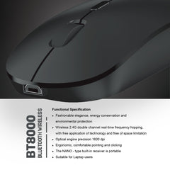 Arizone® Mouse BT8000 Computer Mouse for Laptop, PC, Chromebook, Notebook, Silent Click, Wireless Connection Mouse