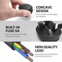 ARIZONE CABLE POWER DESKTOP 1.8M Reliable Pure Copper Wire for Computers, TVs, Monitors, and More