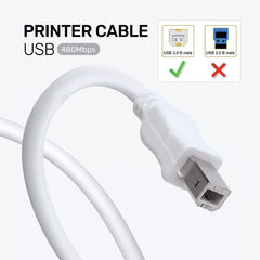 ARIZONE CABLE PRINTER USB 5M WHITE High Speed Cable Printer for HP, Canon, Scanner Cable A USB Male to B Printer Male (Compatible with Computer, Printer, White)