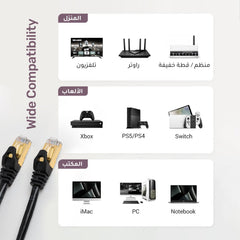 ARIZONE Ethernet Cable Cat7 Gigabit Network Cable High-Speed Flat 10Gbps Shielded Internet Cable RJ45 Ethernet Cable Patch Cable Compatible for Gaming PS5 PS4 PS3 Xbox Laptop Modem Router Computer