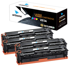 Arizone 203A CF540A/CF541A/CF542A/CF543A 203X CF540X HP Toner Cartridges for HP Color Laserjet Pro MFP M281FDW M281FDN HP Pro M254 M254DW (1 x Black 1 x Cyan 1 x Magenta 1 x Yellow) 4-Pack