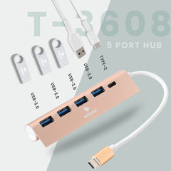 Arizone® USB HUB T-3608 (5 PORT HUB) 1*USB 3.0/3*USB 2.0/1*USB-C