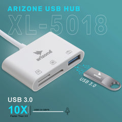 Arizone® USB HUB XL-5018 (3 PORT COMBO) 1*USB 3.0/1*SD/1*TF