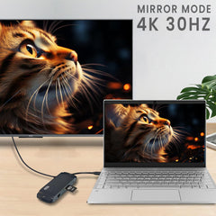 Arizone® USB HUB BS8H (8 IN 1) 1*USB-C PD/1*HDMI/1*RJ45/1*USB 3.0/2*USB 2.0/1*SD/TF