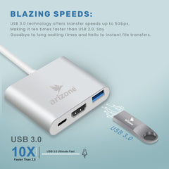 ARIZONE CONVERTER ADAPTER TYPE-C TO HDTV+USB3.0+PD