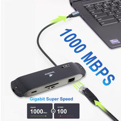 Arizone® USB HUB BS8H (8 IN 1) 1*USB-C PD/1*HDMI/1*RJ45/1*USB 3.0/2*USB 2.0/1*SD/TF