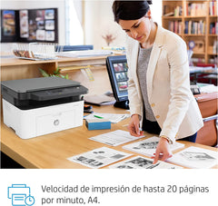 HP Laser MFP 135w - Print, copy, scan - Up to 20 Page Per Minute - White [4ZB83A]