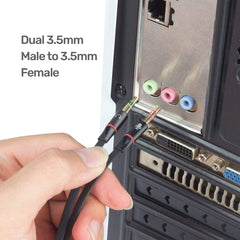 ARIZONE CABLE AUDIO MICROPHONE EARPHONE 30CM AUX 3.5F/2*3.5M BLK