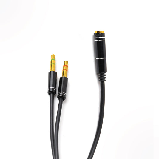 ARIZONE CABLE AUDIO MICROPHONE EARPHONE 30CM AUX 3.5F/2*3.5M BLK