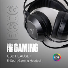 Arizone  7.1 RGB Gaming Headset with Dual Input- USB and 3.5mm Jack, Detachable Microphone, 90° Rotatable Earcups (Black)
