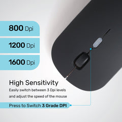 Arizone® Mouse BT8000 Computer Mouse for Laptop, PC, Chromebook, Notebook, Silent Click, Wireless Connection Mouse