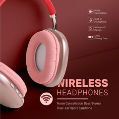 UP P9 Bluetooth Wireless Headset Over-Ear Headphone (Red)