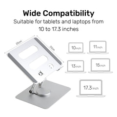 Arizone® Laptop Stand, Portable Adjustable Aluminium Laptop Riser Holder for Desk, Foldable Ventilated Cooling Computer Support Stand