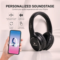 Arizone Wireless Headphone & Headset - Dual Function - Built in Reverb Technology - Black Color - Noise Cancellation - Light Weight - Multi-Device Connectivity