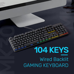 Arizone® MK30 Carbon Mechanical Backlit Game Keyboard Mechanical  Keyboard Arabic / English 104 Keys