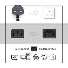 ARIZONE CABLE POWER DESKTOP 1.8M Reliable Pure Copper Wire for Computers, TVs, Monitors, and More