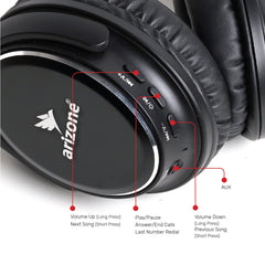 Arizone Wireless Headphone & Headset - Dual Function - Built in Reverb Technology - Black Color - Noise Cancellation - Light Weight - Multi-Device Connectivity