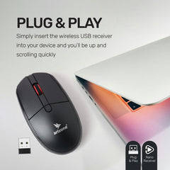 Arizone® 1000PRO USB Reliable Wireless Connection Mute and Silent Mouse