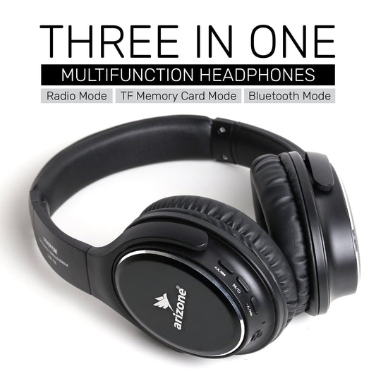 Arizone Wireless Headphone & Headset - Dual Function - Built in Reverb Technology - Black Color - Noise Cancellation - Light Weight - Multi-Device Connectivity