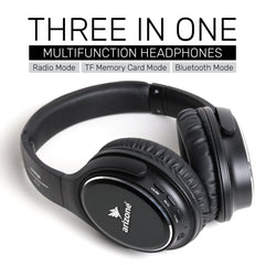 Arizone Wireless Headphone & Headset - Dual Function - Built in Reverb Technology - Black Color - Noise Cancellation - Light Weight - Multi-Device Connectivity