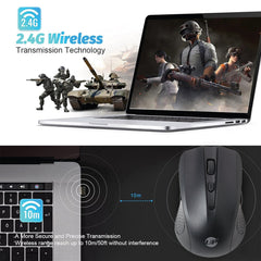 UP M15Wireless Rechargeable Mouse with Mouse, USB Computer Mouse for Laptop, PC, Chromebook, Notebook, Silent Click, 15M Wireless Connection Mouse Black