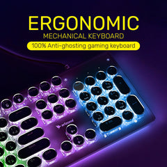 ARIZONE© MK 20 Mechanical Keyboard 104 Keys Green Axis Backlit Office E-sports Game Keyboard Wired USB Desktop Computer Notebook Universal