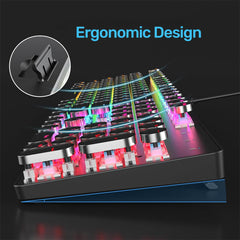 ARIZONE© MK 20 Mechanical Keyboard 104 Keys Green Axis Backlit Office E-sports Game Keyboard Wired USB Desktop Computer Notebook Universal