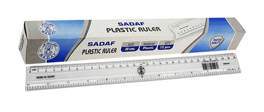 Sadaf 30cm Plastic Ruler, Transparent